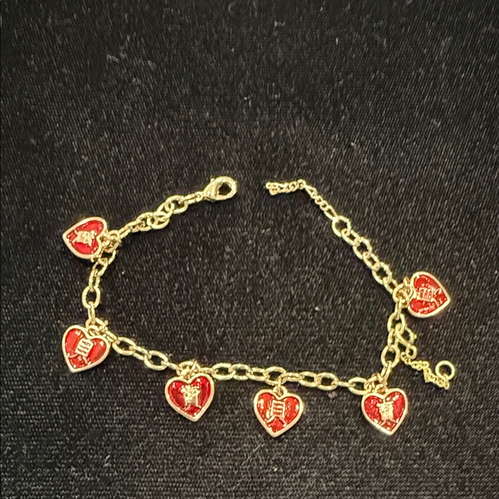 Gold Heart Charm Bracelet, can be sized with extra chain piece.